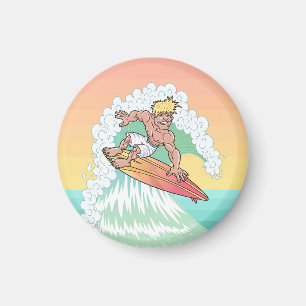 Cool Sunset Surfer Magnet