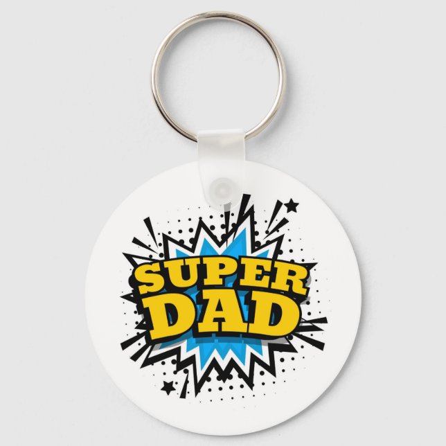 Cool Super Dad Blue Black Yellow White Key Ring (Front)