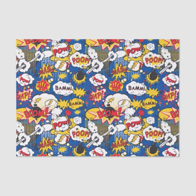 cool super hero word art tiled pattern  tissue paper (Front)