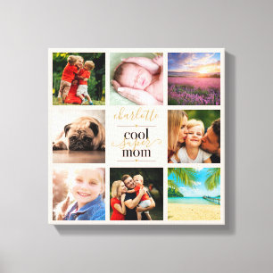 Cool Super Mum 8 Photo Blush Pink Personalised Canvas Print