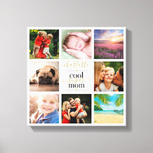Cool Super Mum 8 Photo Collage Personalised Canvas Print