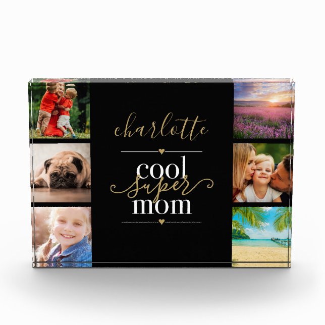 Cool Super Mum Personalised 6 Photo Block (Front)