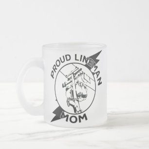 Cool Super Proud Lineman Mum- Mother's day Frosted Glass Coffee Mug