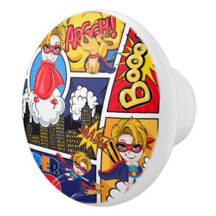Cool superhero comics pattern ceramic knob