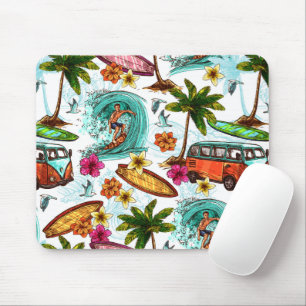 Cool surf beach pattern mouse mat