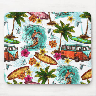 Cool surf beach pattern mouse mat
