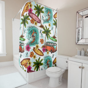 Cool surf beach pattern shower curtain