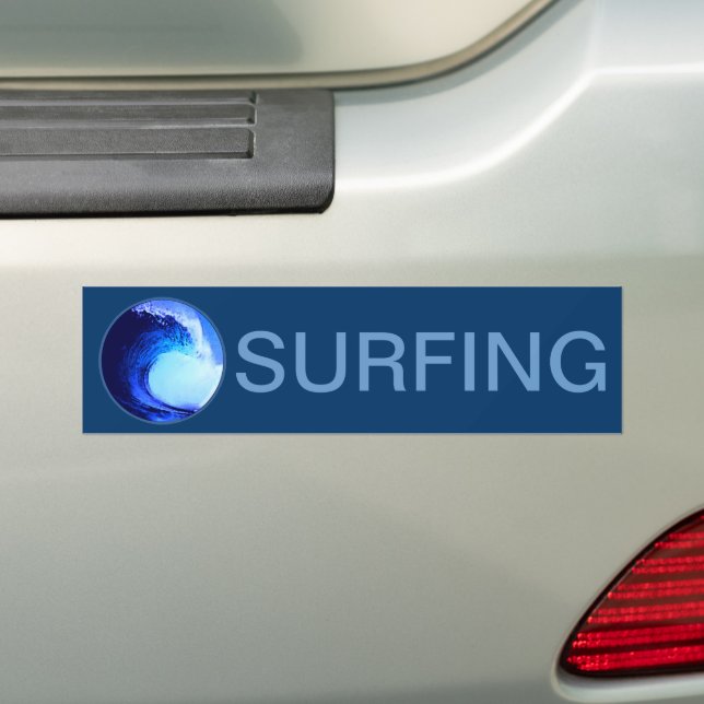 cool surf style blue wave bumper sticker (On Car)