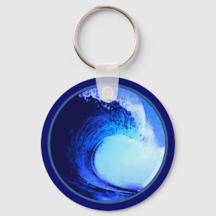 cool surf style blue wave key ring