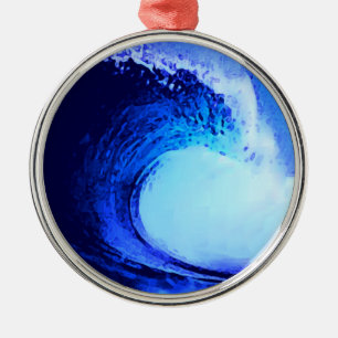 cool surf style blue wave metal tree decoration
