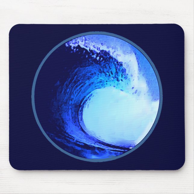 cool surf style blue wave mouse mat (Front)