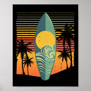 Cool Surfboard For Men Women Surfer Retro Surf Sun Poster
