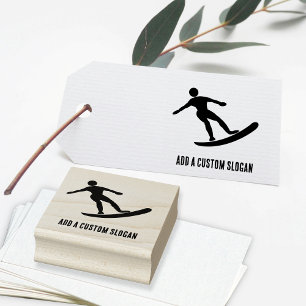 Cool Surfboard Guy Catching the Waves - own text Rubber Stamp