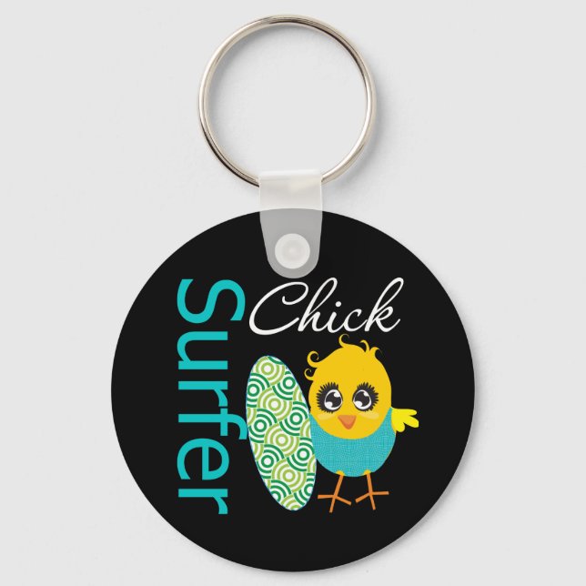 Cool Surfer Chick Key Ring (Front)