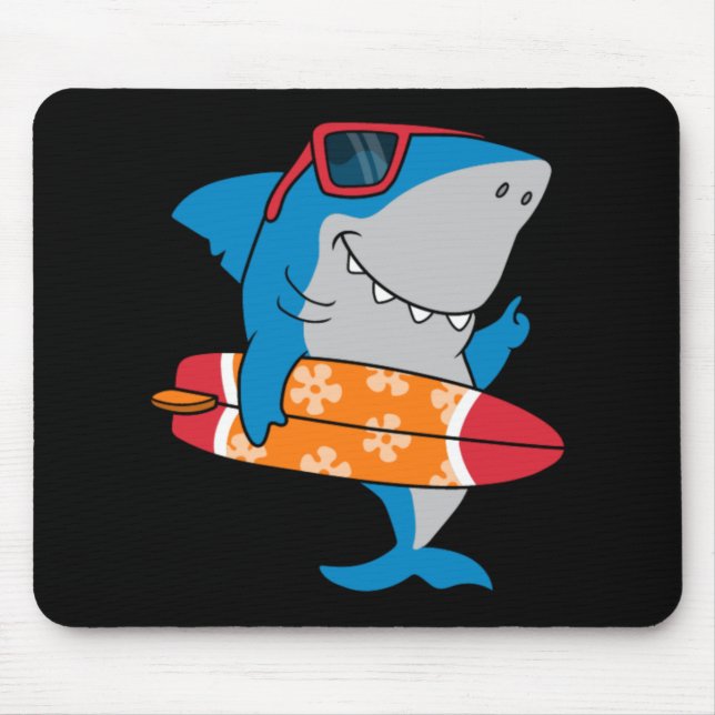 Cool surfer shark mouse mat (Front)