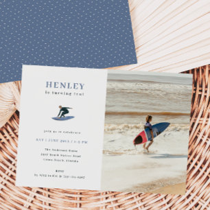 Cool Surfer Theme Birthday Party Photo Invitation
