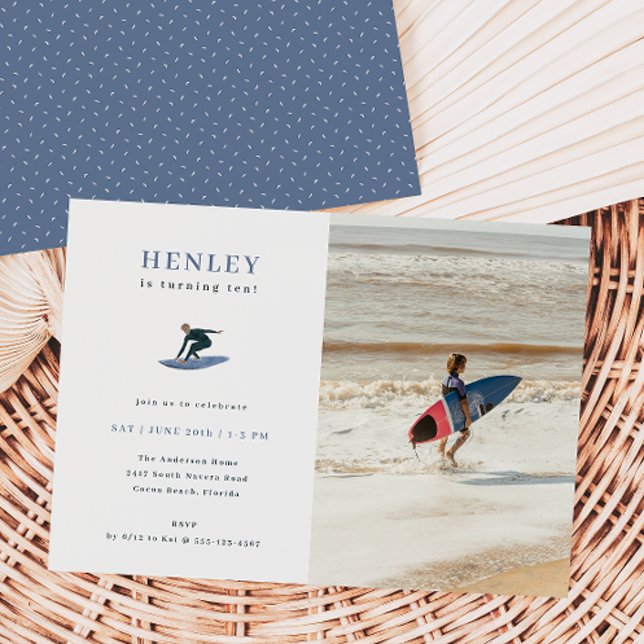 Cool Surfer Theme Birthday Party Photo Invitation (Creator Uploaded)