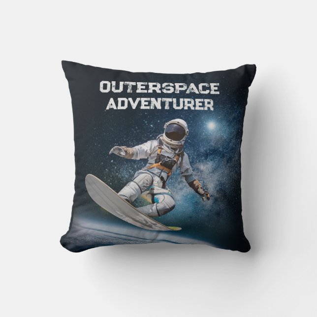 Cool Surfing Astronaut Space Sky Stars Cushion (Front)