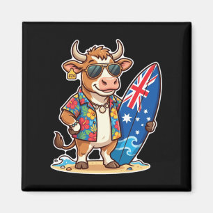 Cool Surfing Cow Australia Summer Vacation 1 Magnet