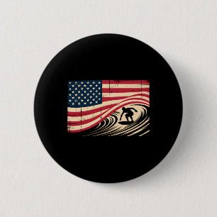 Cool Surfing For Men Women 4th Of July American Fl 6 Cm Round Badge