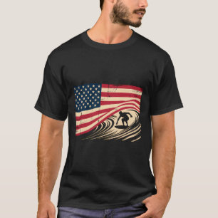 Cool Surfing For Men Women 4th Of July American Fl T-Shirt