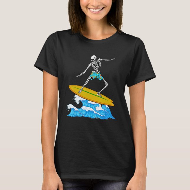 Cool Surfing For Men Women Skeleton Surfer Surfboa T-Shirt (Front)