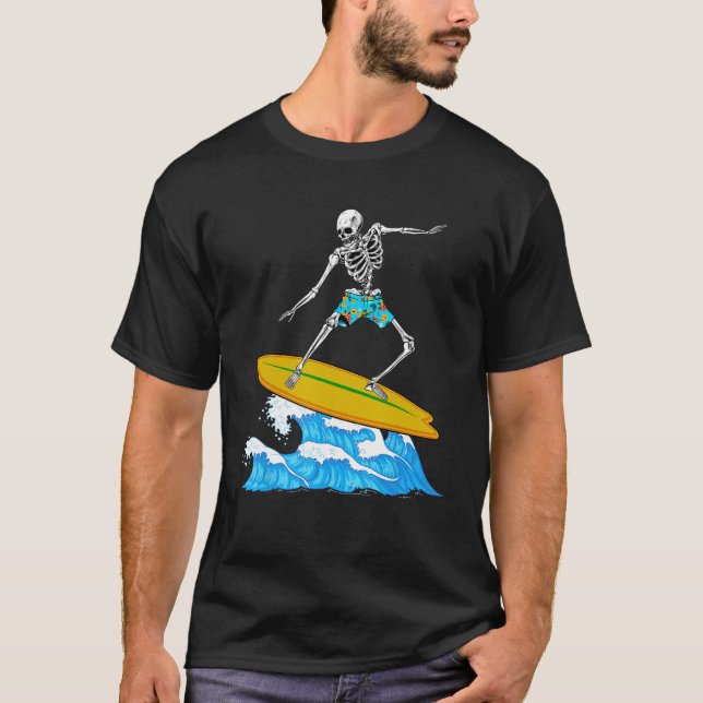 Cool Surfing For Men Women Skeleton Surfer Surfboa T-Shirt (Front)