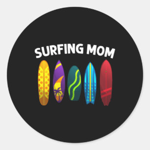 Cool Surfing For Mom Mama Surfer Surfboard Beach S Classic Round Sticker