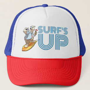 Cool Surfing Polar Bear SURF'S UP Cartoon Hat