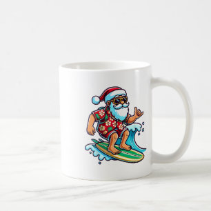 Cool Surfing Santa Christmas In July Summer Beach Coffee Mug