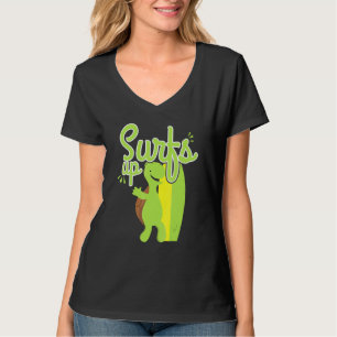 Cool Surfs Up Turtle Surfing Ocean Nature T-Shirt