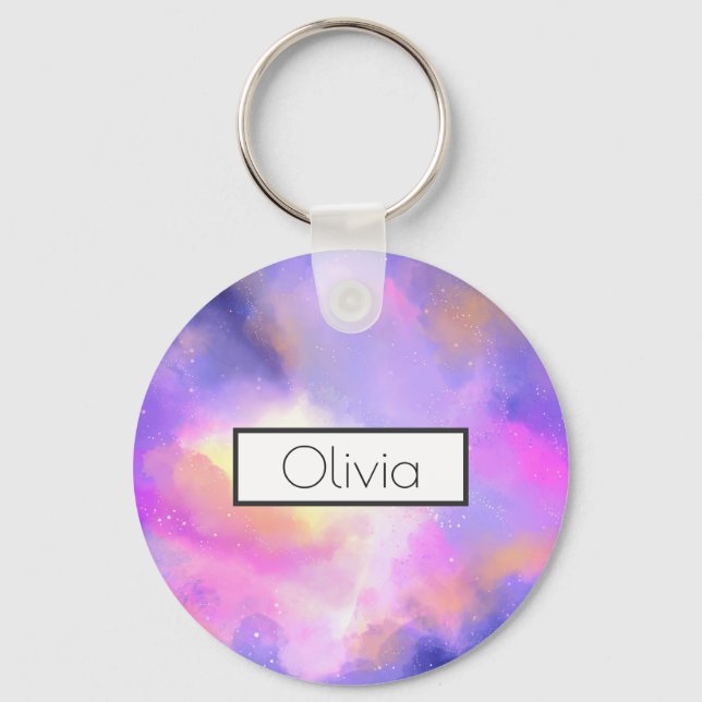 Cool Surreal Space Clouds Personalised Key Ring (Front)