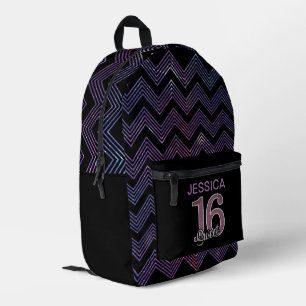 Cool Sweet 16 With Purple ZigZag Pattern Printed Backpack