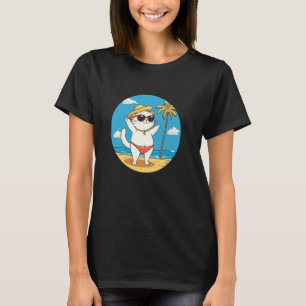 Cool Swim Shorts Cat on the Beach for Summer under T-Shirt