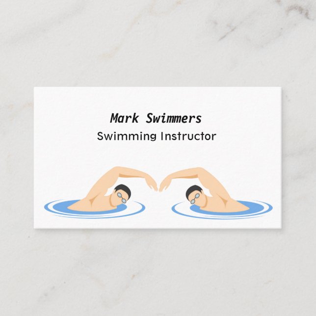 Cool Swimming Instructor Business Card (Front)