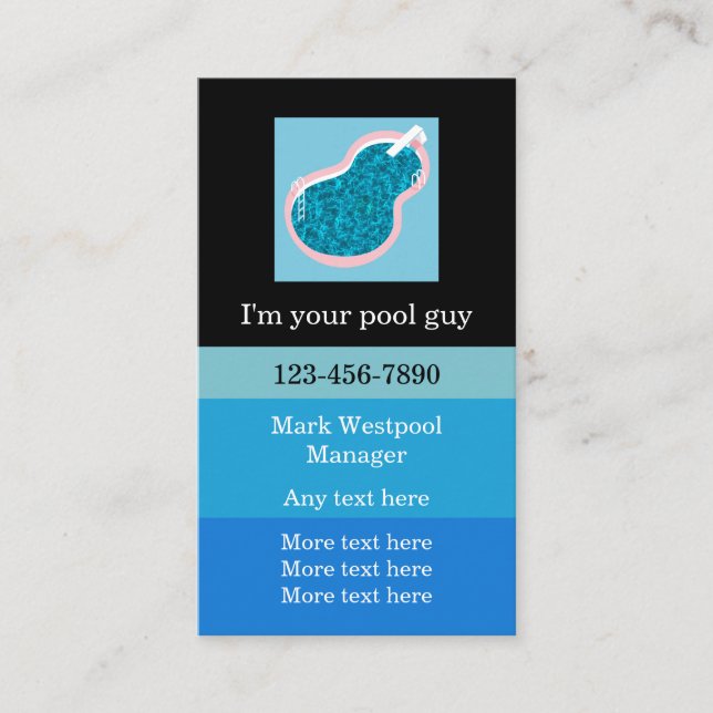 Cool Swimming Pool Guy Business Card (Front)