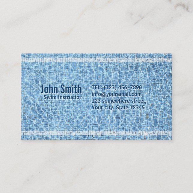Cool Swimming Pool Swim Instructor Business Card (Front)
