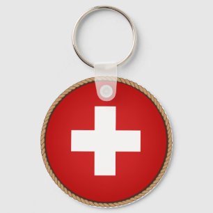 Cool Switzerland Flag Seal Key Ring