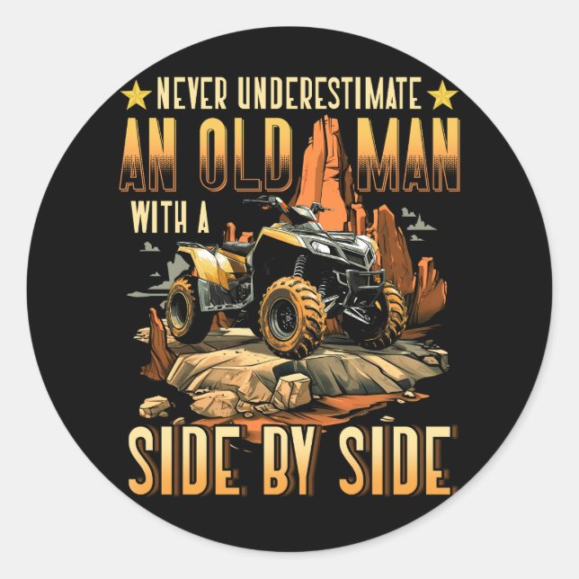 Cool SXS For Grandpa Men Dad Offroad UTV ATV Side- Classic Round Sticker (Front)