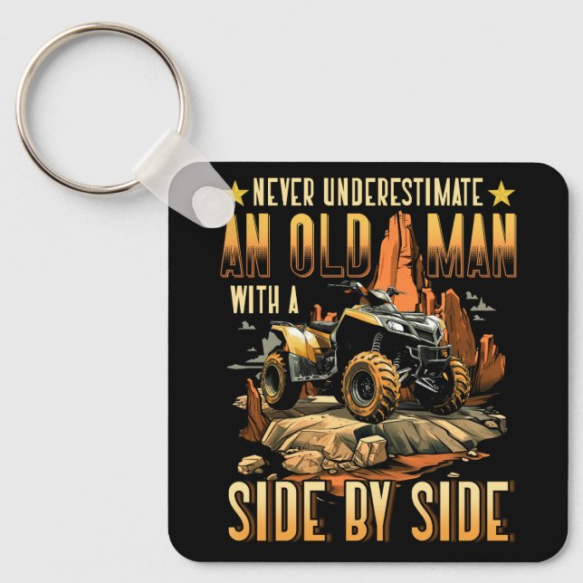 Cool SXS For Grandpa Men Dad Offroad UTV ATV Side- Key Ring (Front)