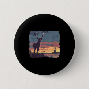 Cool Symbolic Deer With Statue Of Liberty Costume 6 Cm Round Badge