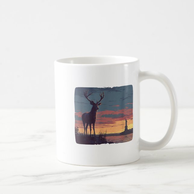 Cool Symbolic Deer With Statue Of Liberty Costume  Coffee Mug (Right)