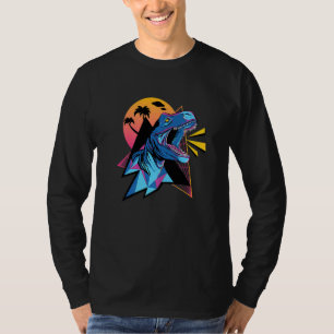 Cool Synthwave Vaporwave Aesthetic Trex Dinosaur P T-Shirt
