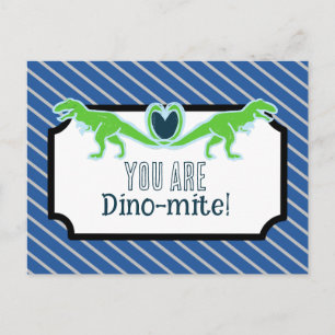 Cool T-Rex dinosaur School Valentines Holiday Postcard