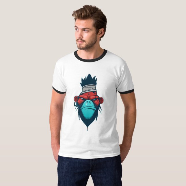 Cool T-Shirt With Picture of Angry Monkey head (Front Full)