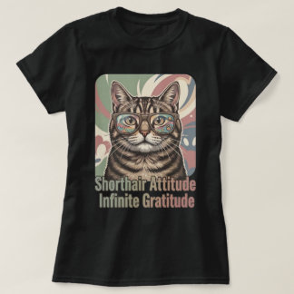 Cool Tabby Cat Rounded Glasses Wall Art T-Shirt