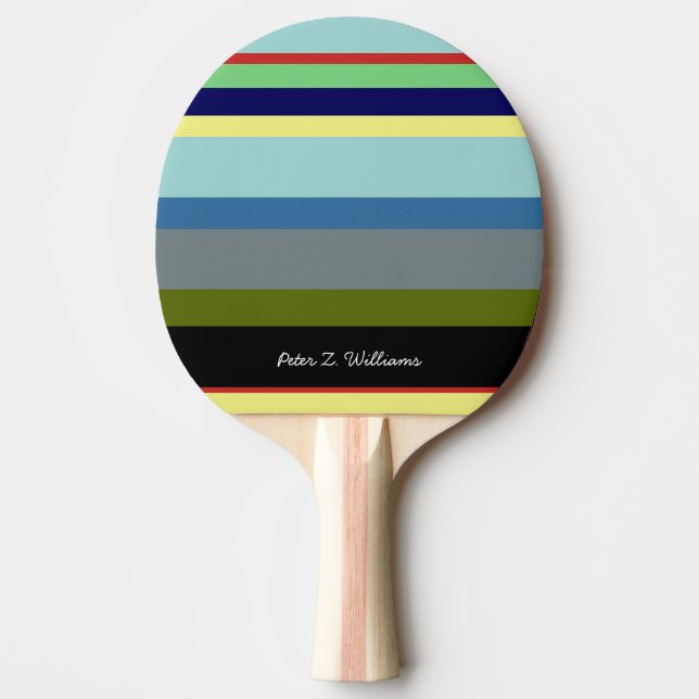 cool table tennis paddle with colour stripes & nam (Front)