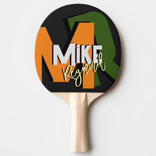 Cool Table Tennis Player Monogram Ping Pong Paddle