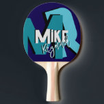 Cool Table Tennis Players Monogrammed Ping Pong Paddle<br><div class="desc">Stylish table-tennis-racket personalized with his name in cool font style,  and with oversized blue initial letters with shadow...  modern monogrammed design,  with the name of the stylish player... </div>