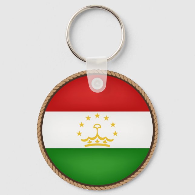 Cool Tajikistan Flag Seal Key Ring (Front)